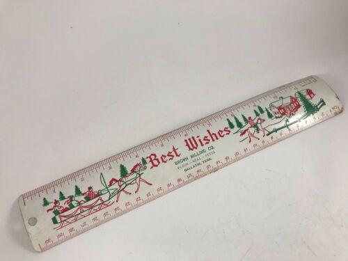 VINTAGE CHRISTMAS PROMOTIONAL METAL RULER BROWN MILLING GALLATIN TENNESSEE
