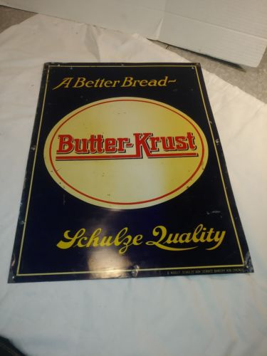 Vintage Butter Krust Tin Embossed Sign 23 X 17