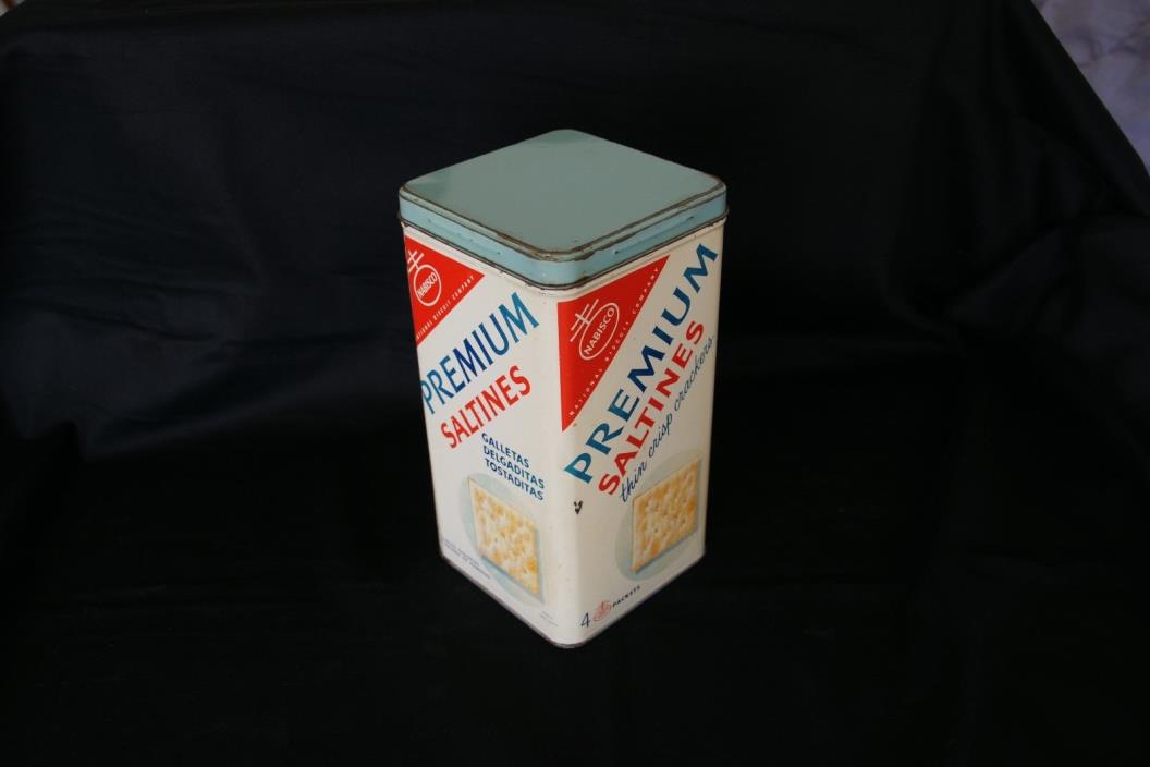 Vintage 1940'S -50'S Nabisco Premium Saltines Cracker Tin Can with Spanish