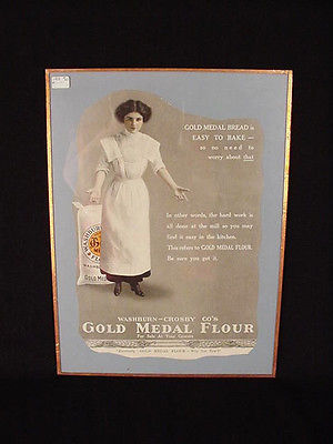 1918 MAGAZINE PRINT AD WASHBURN CROSBY GOLD MEDAL FLOUR ART glass picture vintag