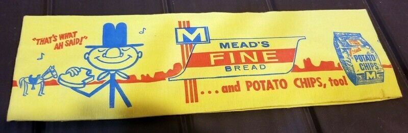 Vintage 1957 Mead's Fine Bread & Potato Chips Paper Soda Jerk Hat Cowboy Sign!