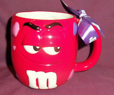 1993 GALERIE Hearts Valentines M&M's 3-D Cup Mug Red Galarie NEVER USED