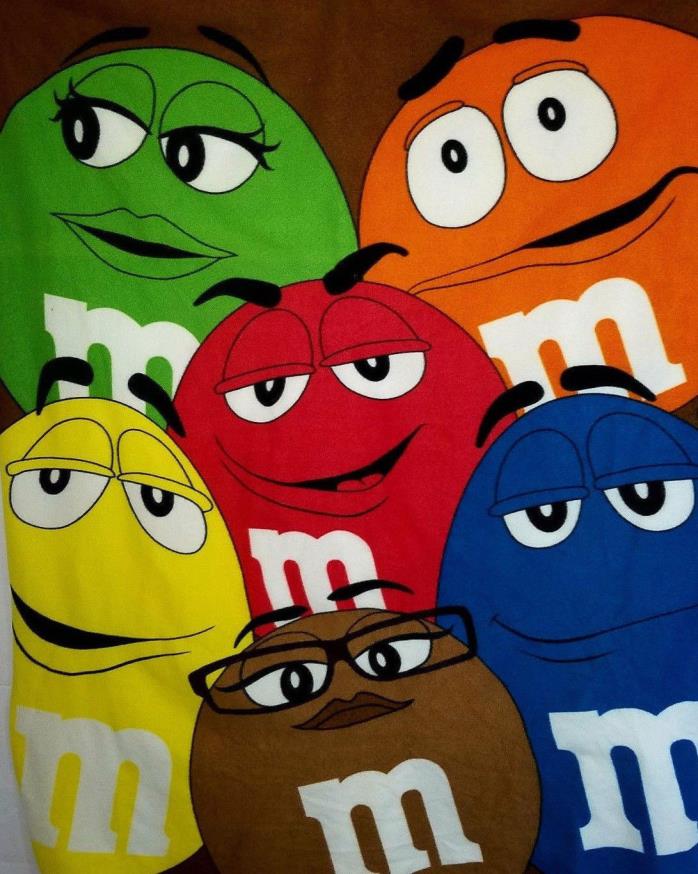 M&M's WORLD Big Face Chocolate Candy Characters Fleece Throw Blanket 50