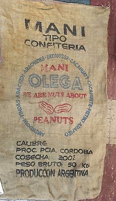 Vintage Olega Peanut Burlap Bag Mani We Are Nuts About Peanuts 50 KG