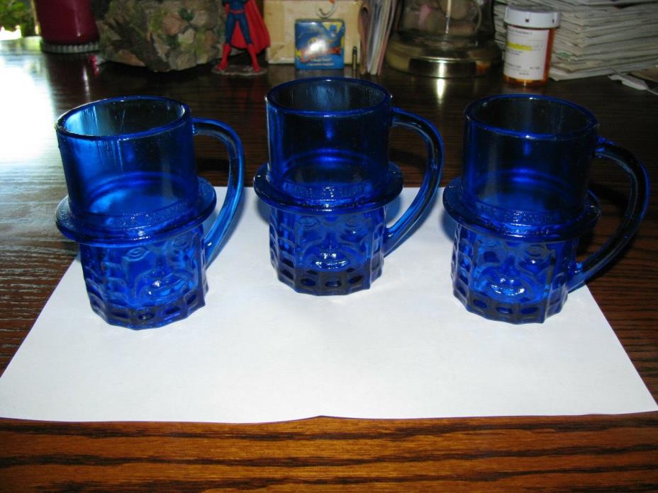 Vintage MR PEANUT - Blue Depression Glass Mug!!  Planters Great Shape!!