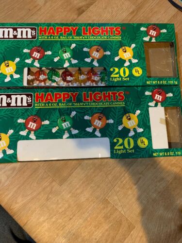 M&m Happy Lights Set Of 2 Pack Of 20 Christmas Lights Working In Box