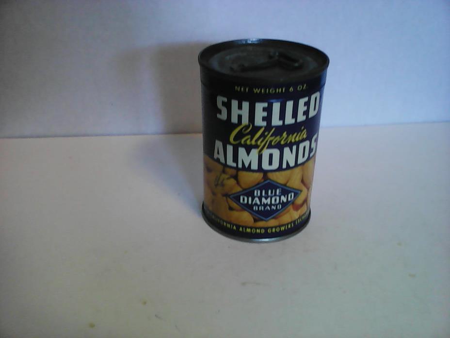 Vintage 6oz can of California Almonds, unopened with key, Blue Diamond brand