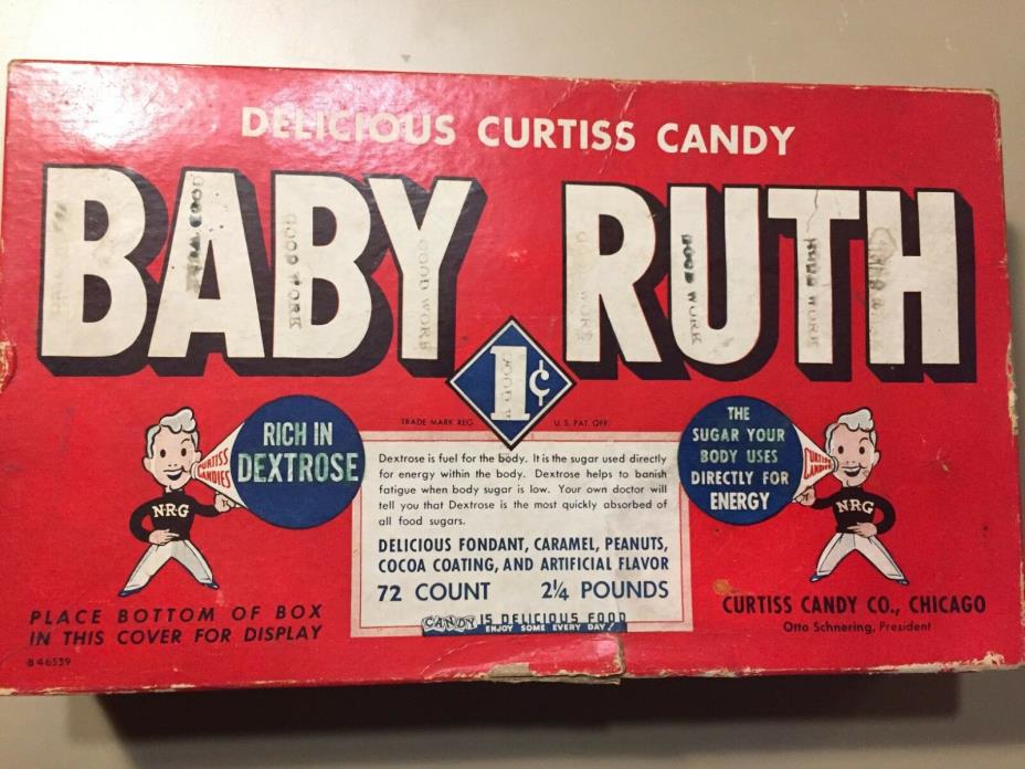 Antique, circa 1920s, Curtiss Candy Baby Ruth Retail Candy Box 1 One Cent!