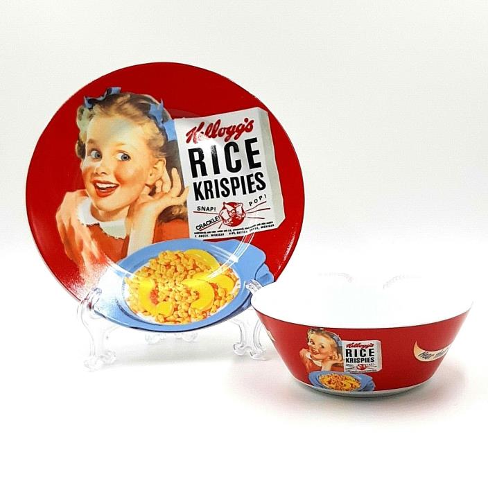 Kellogg's Vintage Rice Krispies Plate and Cereal Bowl 2005 Red Design