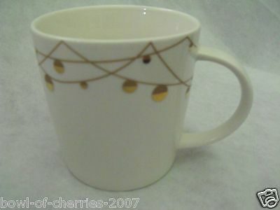 Starbucks 2012 Coffee Mug, Christmas Design White W/Gold Decor, Exc Cond