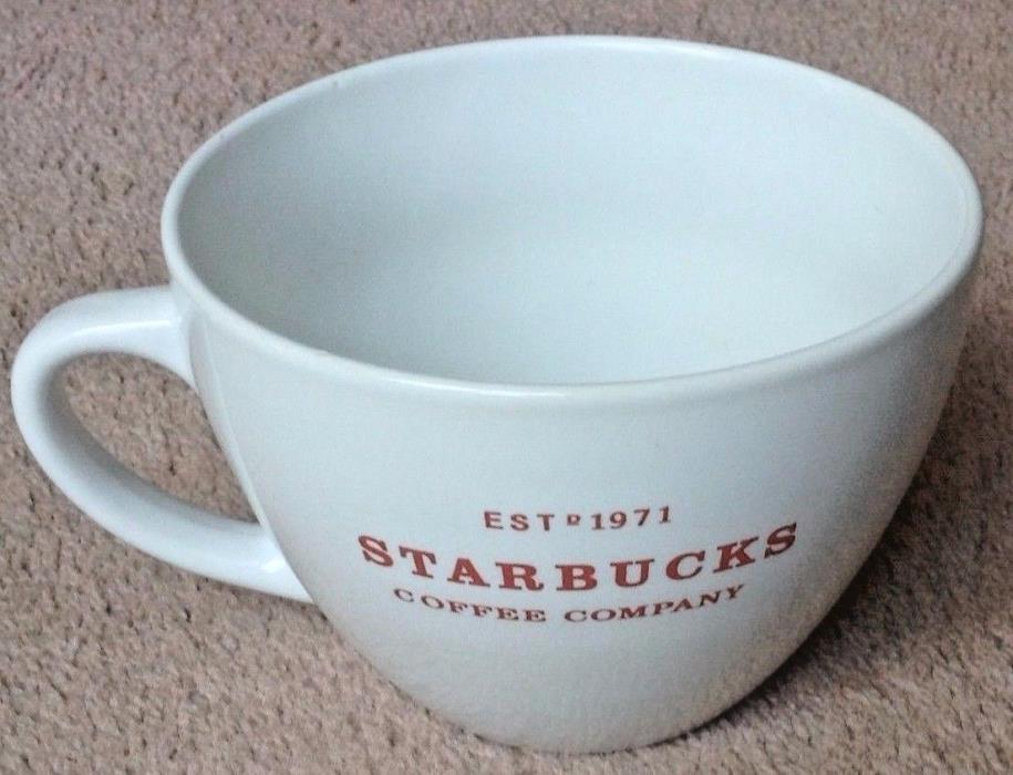 STARBUCKS Logo Est 1971 COFFEE MUG Tea Cup White Ceramic Red Large 18oz EUC!