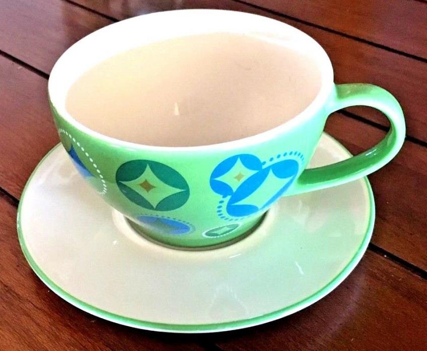 STARBUCKS Green Christmas Stocking Coffee Cup Tea Saucer Set