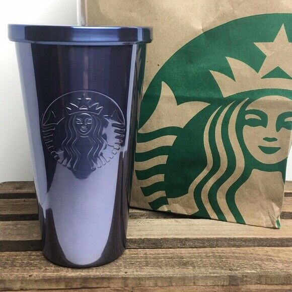 Starbucks Stainless Steel Silver Tumbler Cold Cup Siren w/ Straw 16 oz - New