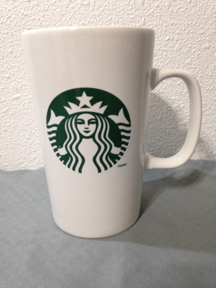 Starbucks Coffee Tea Mug 16 Oz Tall White with Green Siren Mermaid Logo 2014
