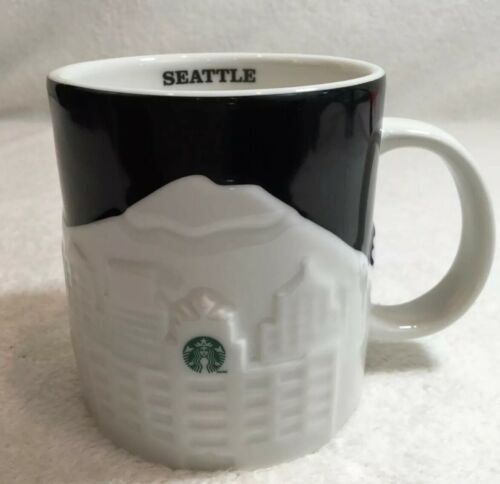 2012 Starbucks Seattle Black and White Relief Collector Series Coffee Mug