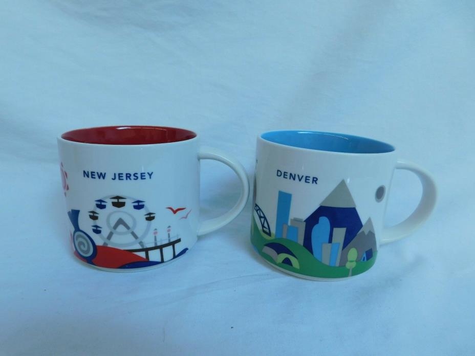 STARBUCKS MUGS CUPS DENVER NEW JERSEY YOU ARE HERE SERIES