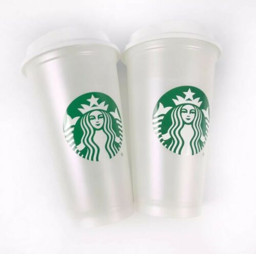 Starbucks Reusable Pearl Shimmer Cup Set Of Two 16 Oz 2018 Limited Edition NEW