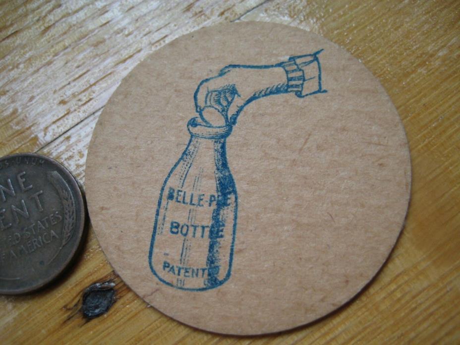 1 Vintage Belle Pee Bottle Patent milk cap,w/Milk Bottle & Hand Picking The Cap