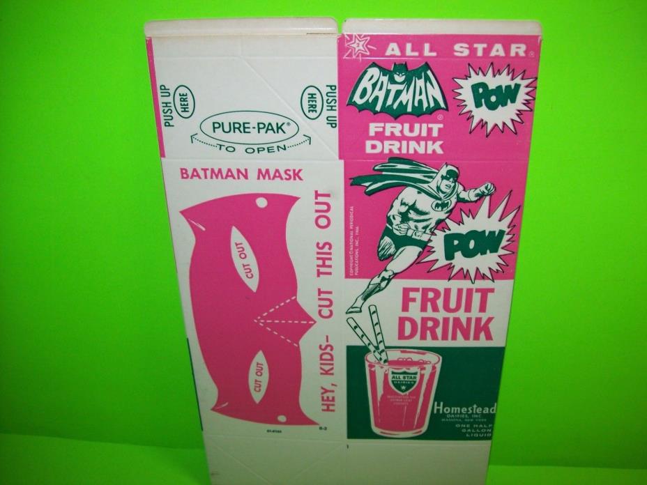 BATMAN SuperHero 1966 Original All Star Fruit Punch Container w/ Bat Mask Cutout