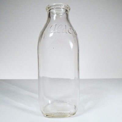 Vintage Alderney Clear Glass Milk Bottle Kitchen Home Decoration