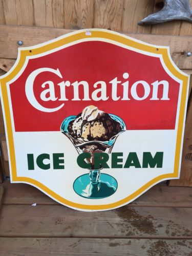 Antique Metal Carnation Ice Cream Sign