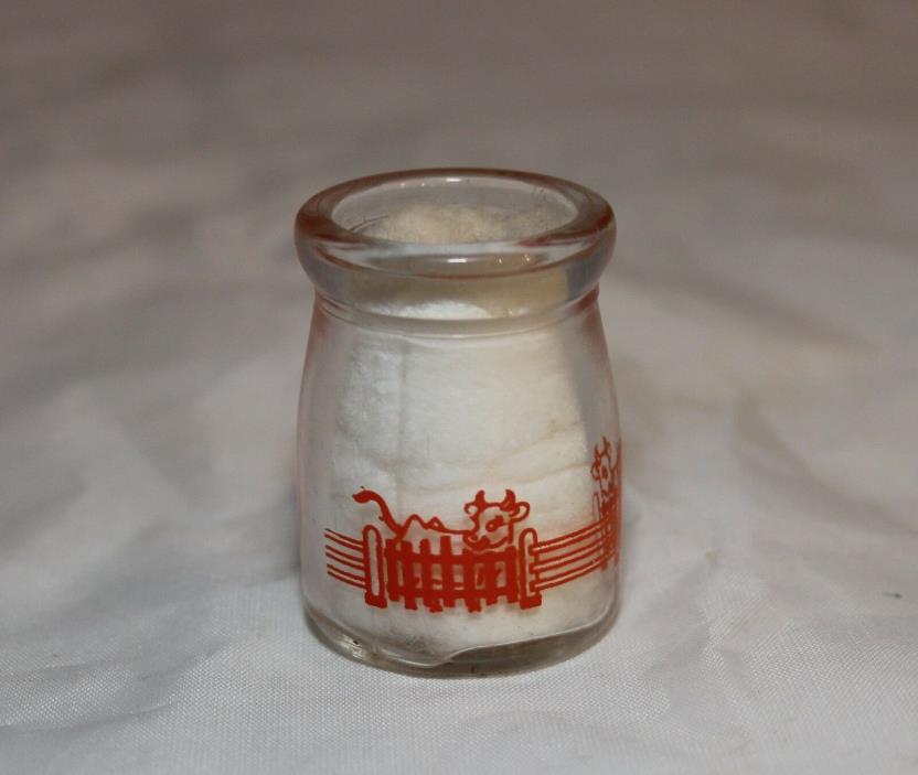 Vintage Miniature Cream Creamer Milk Bottle Cows W/Fence