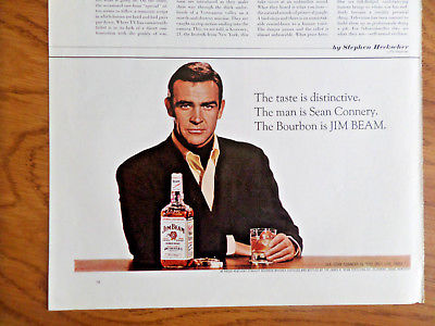 1966 Jim Beam Whiskey Ad  Hollywood Movie Star Sean Connery