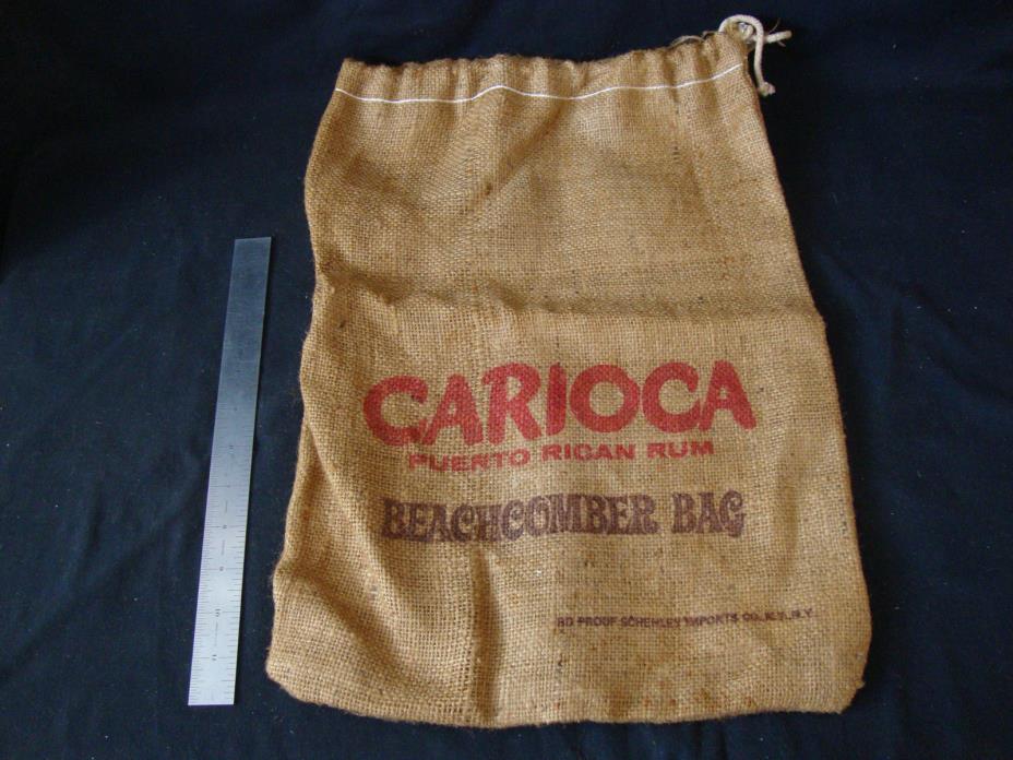 Vintage Carioca Puerto Rican Rum Advertising Burlap Beachcomber Bag
