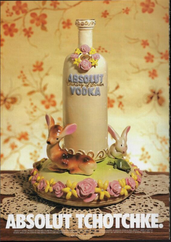 1999 Absolut TCHOTCHKE Art Ceramic Bottle Sculpture Absolutions Vodka Print Ad