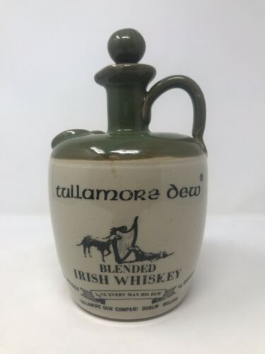 Vtg Tullamore Dew Stoneware Decanter Ireland/Irish Whiskey Jug Bottle Empty