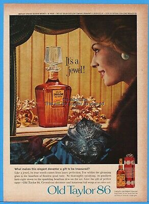 1962 Old Taylor 86 Bourbon Whiskey Christmas Decanter It's a Jewel Vintage Ad