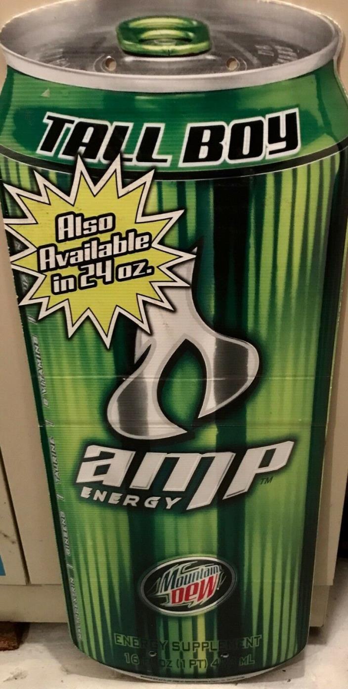 2003 AMP Energy Drink Tall Boy Corrugated Sign HardFirm Plastic Monster Rockstar