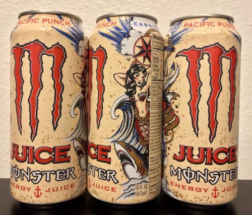 Monster Energy Drink Pacific Punch Juice * 3 Full Cans Limited Stock!