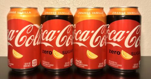 New! Coca Cola Orange ?? Vanilla New Flavor 12 Oz Cans Original/Zero 4 Full Cans