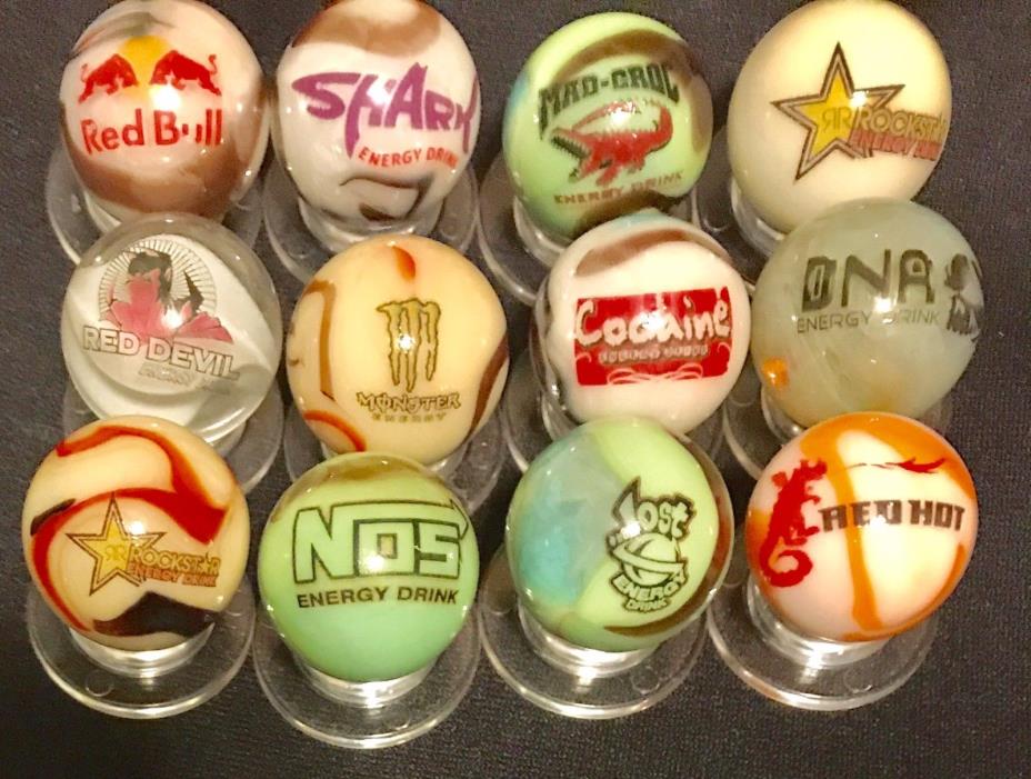 2007 Glas MARBLES Red Bull Rockstar Amp Cocaine NOS LOST SHARK Energy Drink RARE