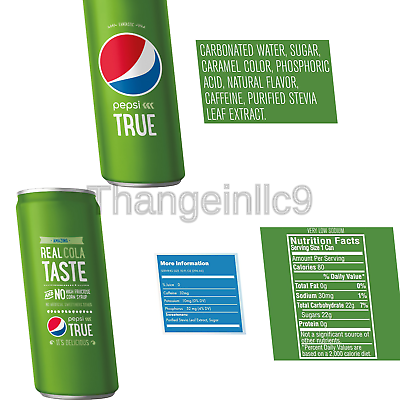 Pepsi True, Sweetened with Stevia and Cane Sugar, 10 Fluid Ounce Cans, 24 Cans