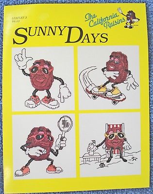1988 THE CALIFORNIA RAISINS CROSS STITCH LEAFLET PATTERNS - SUNNY DAYS - MINT