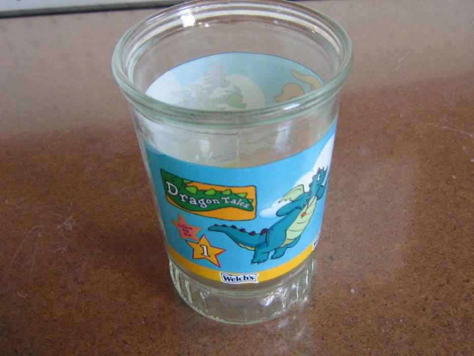 Welch's Dragon Tales Glass Jelly Jar Cup Flying w/ Dragons is 1 in Series of 6