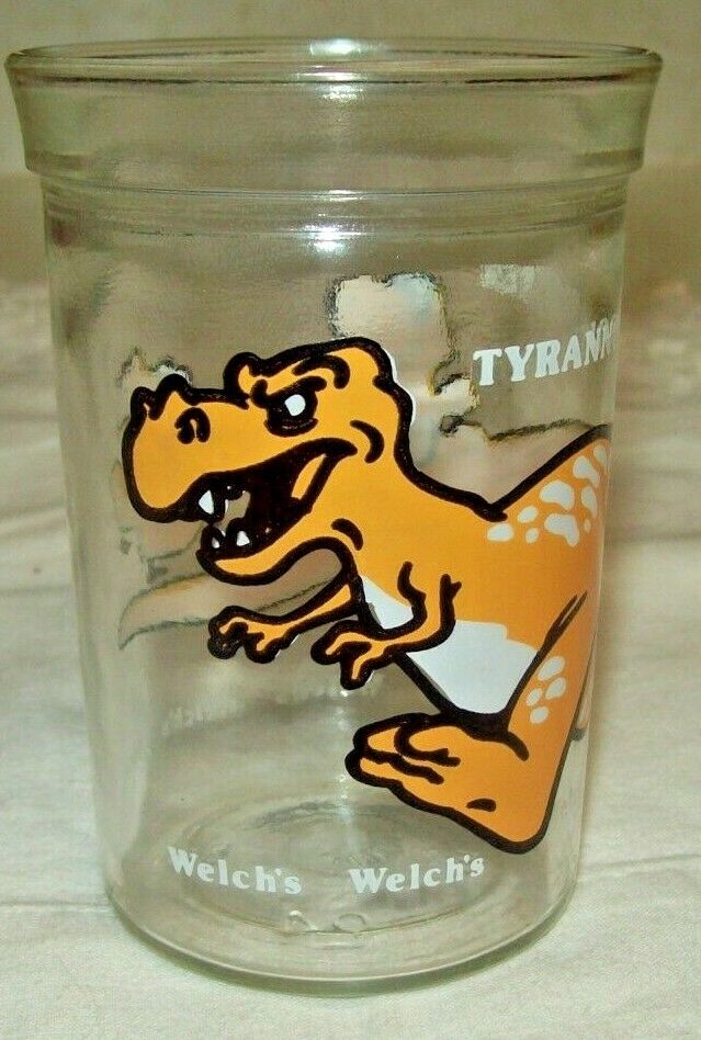 1989 WELCH'S JUICE GLASS JELLY JAR TYRANNOSAURUS REX DINOSAUR CHILD'S~Fast Ship