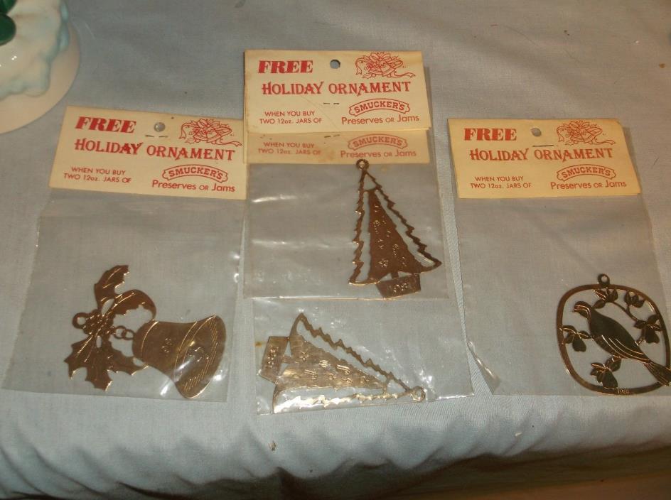 1981 4 NOS SMUCKERS HOLIDAY CHRISTMAS ORNAMENTS