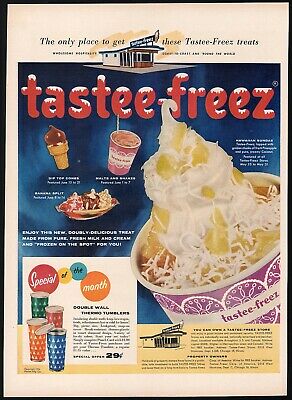 Vintage magazine ad TASTEE FREEZ 1956 ice cream treats and store pictured
