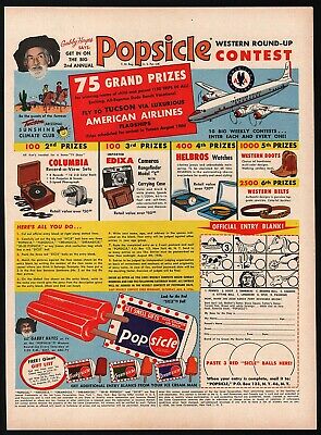 Vintage magazine ad POPSICLE 1956 Western Roundup contest Gabby Hayes featured