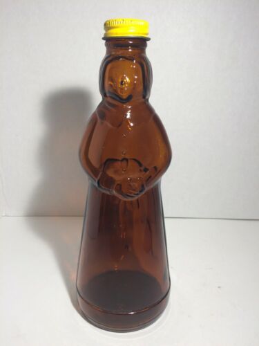 Vintage 1968 Mrs Butterworth Brown Glass Bottle Metal Cap