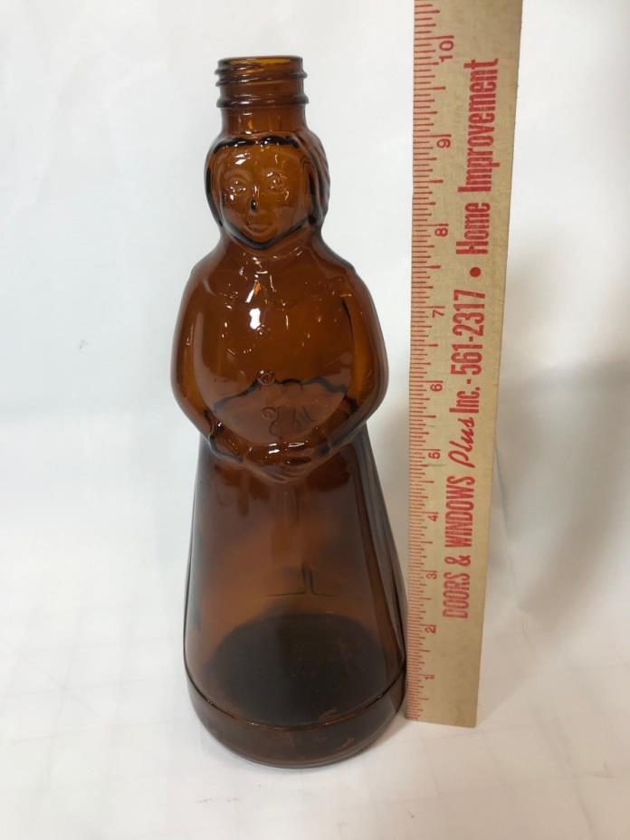 Aunt Jemima Vintage Brown Glass Pancake Syrup Bottle Collectors 10 Inch