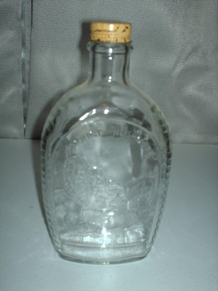 Vintage Clear Glass LOG CABIN SYRUP 