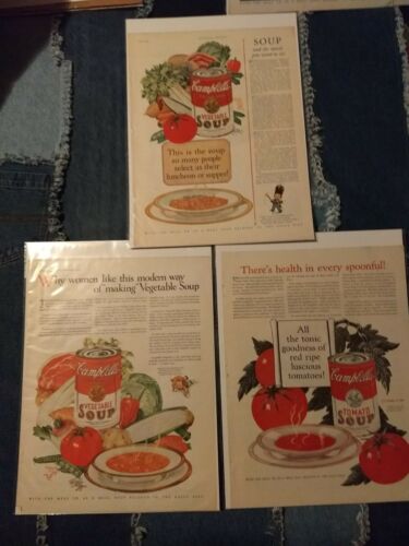 Lot 3 Original 1927 Campbell's Soup Ad free shipping