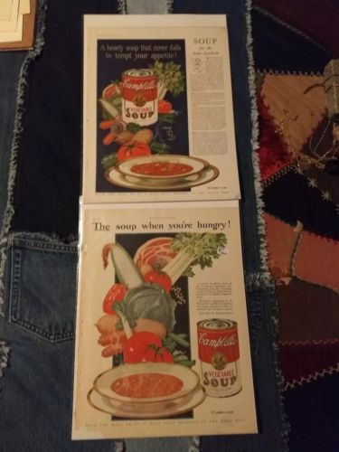 Lot 2 Original 1927 Campbell's Soup Ad free shipping