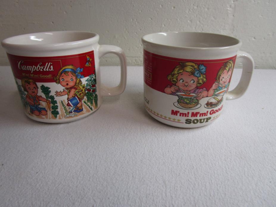 2- Campbell's Kids Ceramic Soup Cups 1997 &1989 by Westwood