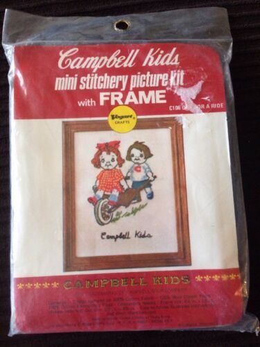 Campbell Kids Mini Stitchery Kit with Frame Vintage 1975 by Vogart Crafts