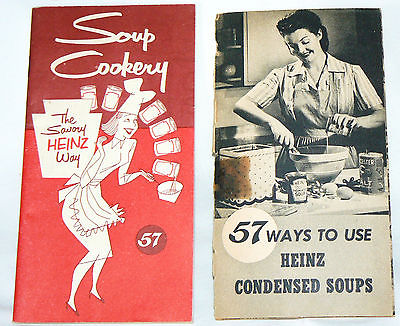 2 vintage Heinz 57 Soup pamphlets with recipes - 1944 and circa 1954